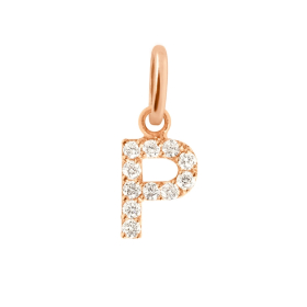 Pendentif gigi CLOZEAU Lucky Letter P Diamants Or Rose