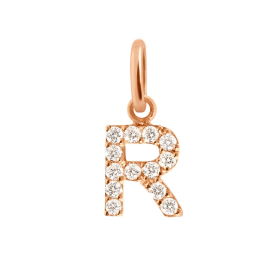 Pendentif gigi CLOZEAU Lucky Letter R Diamants Or Rose