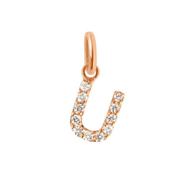 Pendentif gigi CLOZEAU Lucky Letter U Diamants Or Rose
