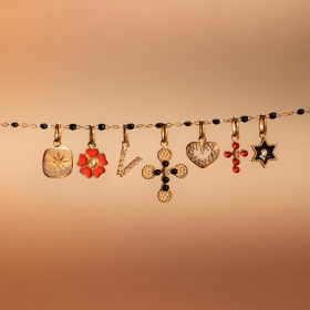 Pendentif gigi CLOZEAU Lucky Letter V Diamants Or Rose