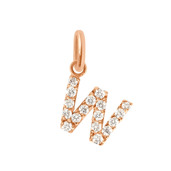 Pendentif gigi CLOZEAU Lucky Letter W Diamants Or Rose