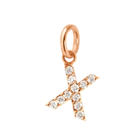 Pendentif gigi CLOZEAU Lucky Letter X Diamants Or Rose