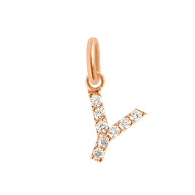 Pendentif gigi CLOZEAU Lucky Letter Y Diamants Or Rose