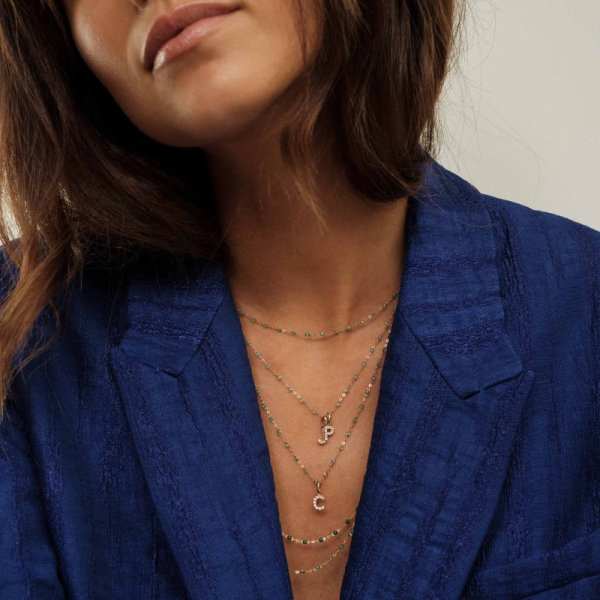 Pendentif gigi CLOZEAU Lucky Letter J Diamants Or Jaune