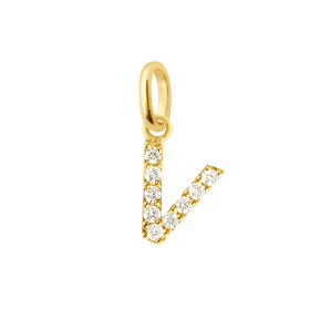 Pendentif gigi CLOZEAU Lucky Letter V Diamants Or Jaune