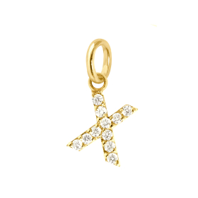 Pendentif gigi CLOZEAU Lucky Letter X Diamants Or Jaune
