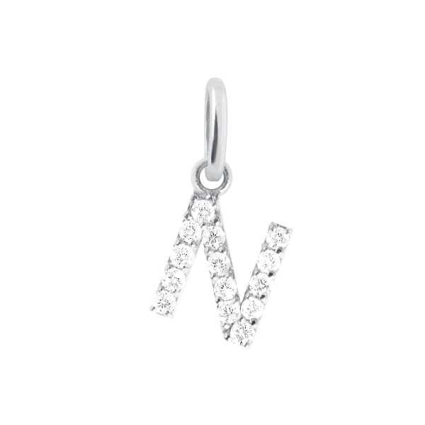 Pendentif gigi CLOZEAU Lucky Letter N Diamants Or Blanc