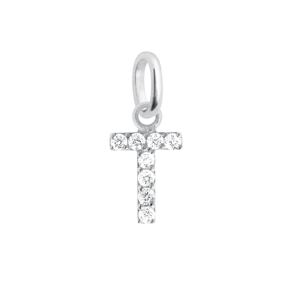 Pendentif gigi CLOZEAU Lucky Letter T Diamants Or Blanc