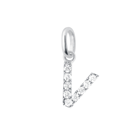 Pendentif gigi CLOZEAU Lucky Letter V Diamants Or Blanc