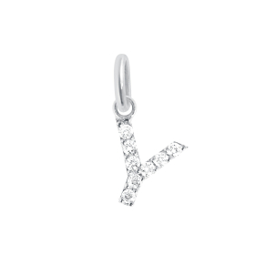 Pendentif gigi CLOZEAU Lucky Letter Y Diamants Or Blanc
