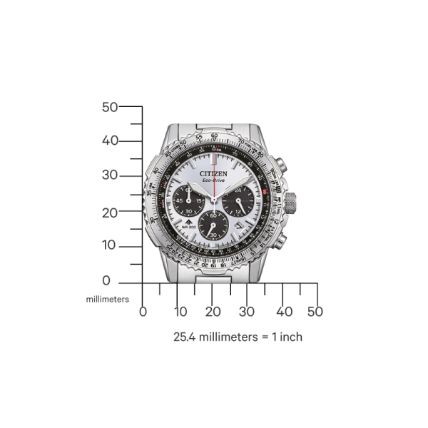 Montre Citizen Promaster Sky Chrono Navihawk Eco-drive Cadran Argent Bracelet Acier