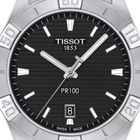 Montre Tissot PR 100 Sport Gent Cadran Noir Bracelet Acier