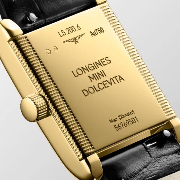 Mini Dolcevita Cadran Argenté "flinqué" Bracelet Alligator