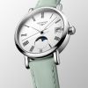 Longines Elegant Collection Moonphase Cadran Blanc mat Bracelet cuir
