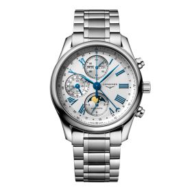 Longines Master Collection Chrono Moonphase Cadran Argenté Bracelet Acier