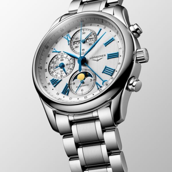 Longines Master Collection Chrono Moonphase Cadran Argenté Bracelet Acier