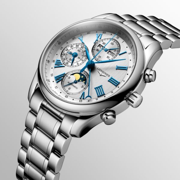 Longines Master Collection Chrono Moonphase Cadran Argenté Bracelet Acier