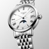 Longines Elegant Collection Moonphase Cadran Blanc mat Bracelet Acier
