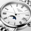 Longines Elegant Collection Moonphase Cadran Blanc mat Bracelet Acier