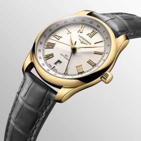 Longines Master Collection GMT Cadran Argenté Bracelet Alligator