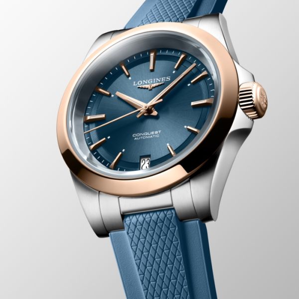 Conquest Cadran Bleu soleillé Bracelet Bracelet caoutchouc