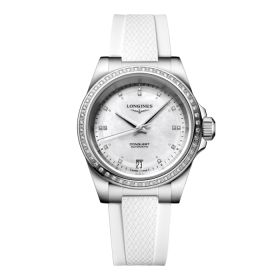 Conquest Cadran Nacre blanche Bracelet Bracelet caoutchouc