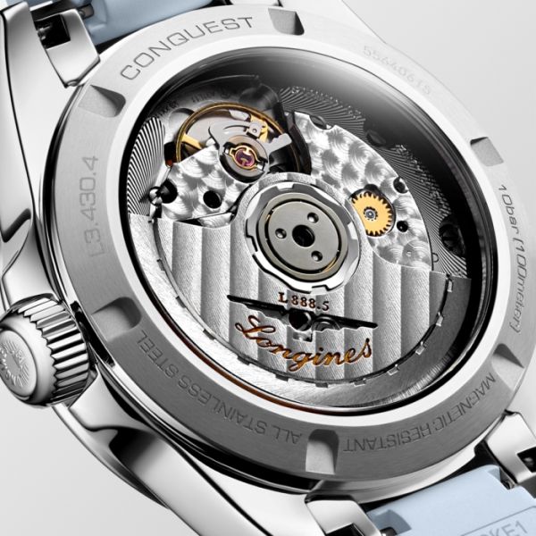 Montre Conquest Cadran Bleu soleillé Bracelet caoutchouc