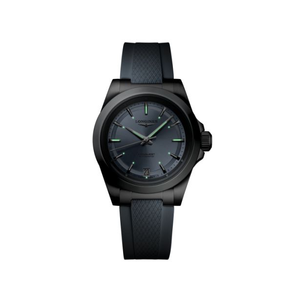 Montre Conquest Cadran Bleu soleillé Bracelet caoutchouc
