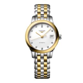 Montre Longines Flagship Cadran Blanc mat Bracelet Acier et PVD jaune
