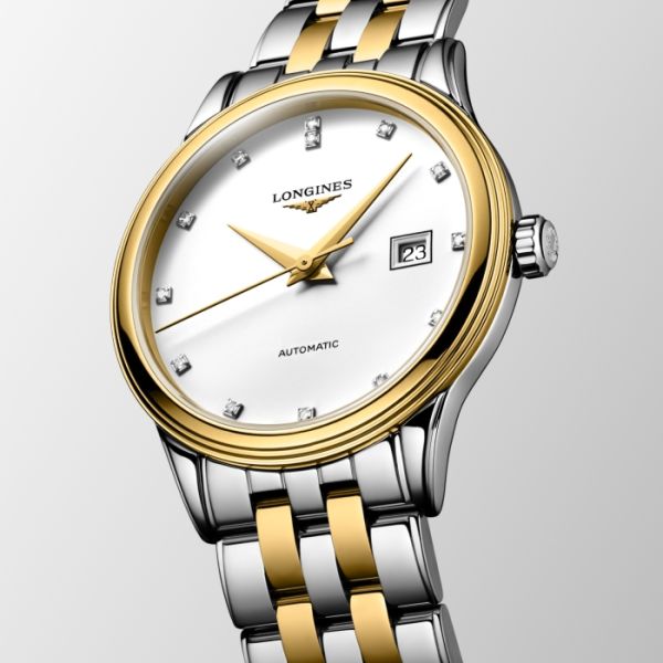 Montre Longines Flagship Cadran Blanc mat Bracelet Acier et PVD jaune