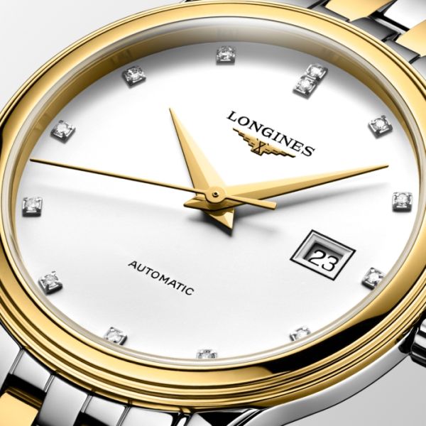 Montre Longines Flagship Cadran Blanc mat Bracelet Acier et PVD jaune