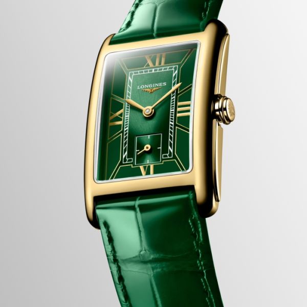 Montre Longines Dolcevita Cadran Vert Bracelet Alligator