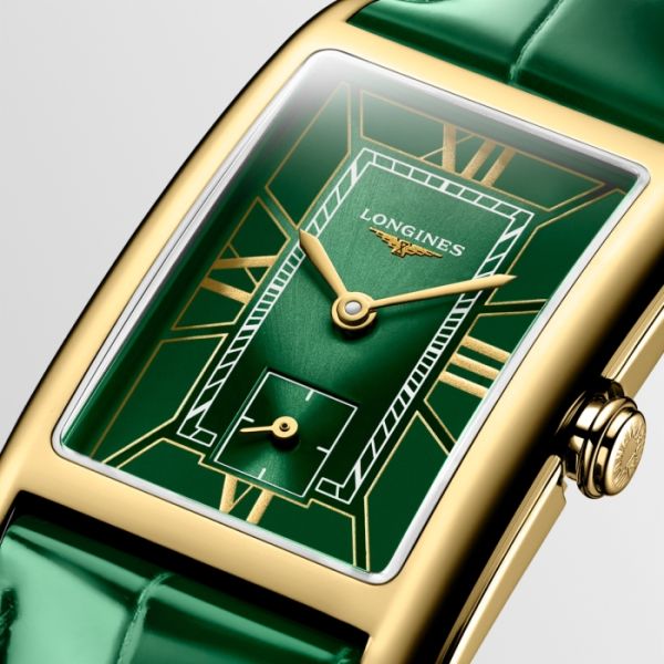 Montre Longines Dolcevita Cadran Vert Bracelet Alligator