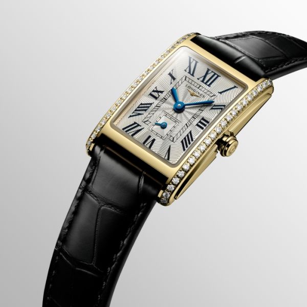 Montre Longines Dolcevita Cadran Argenté "flinqué" Bracelet Alligator