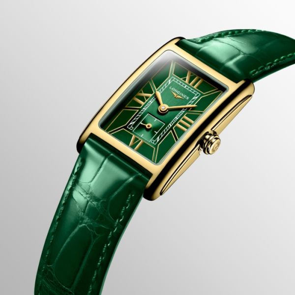 Montre Longines Dolcevita Cadran Vert Bracelet Alligator
