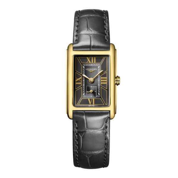 Montre Longines Dolcevita Cadran Anthracite Bracelet Alligator