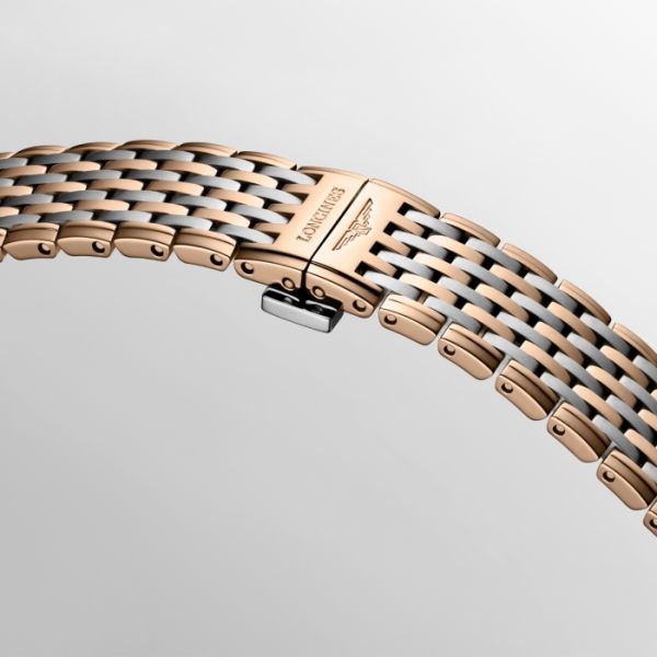 Montre La Grande Classique De Longines Cadran Vert soleillé Bracelet Acier et traitement PVD rouge