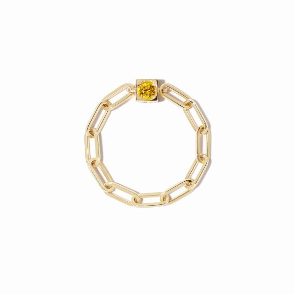 Bague Chaîne Le Cube Dinh Van Or Jaune Saphir Jaune