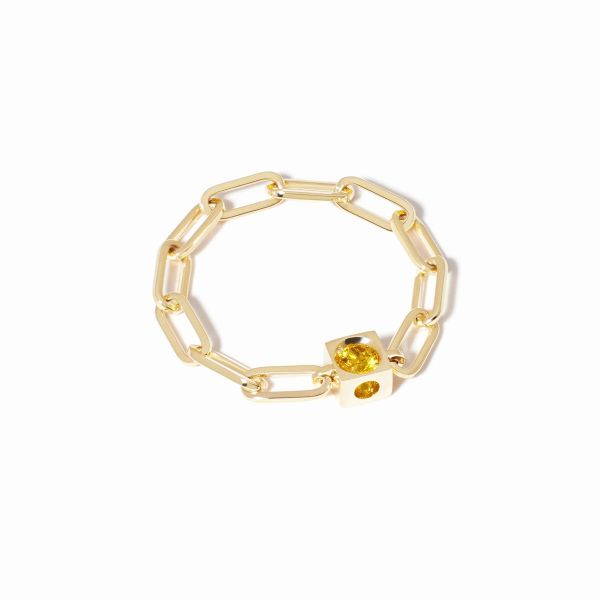 Bague Chaîne Le Cube Dinh Van Or Jaune Saphir Jaune