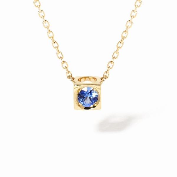 Collier Dinh Van Le Cube Or Jaune Saphir Bleu