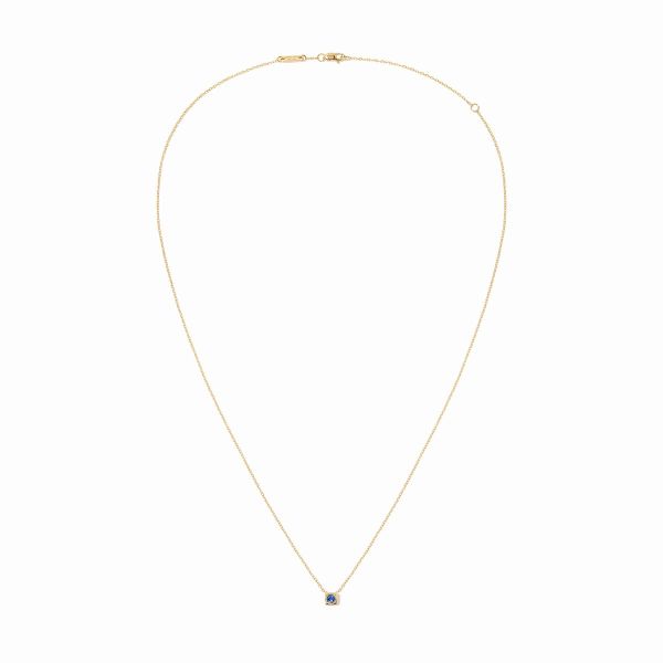 Collier Dinh Van Le Cube Or Jaune Saphir Bleu