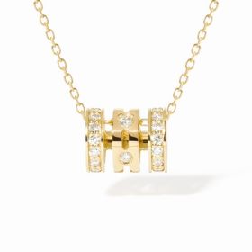 Pendentif Dinh Van Pulse Petit Modèle Pavé 3 Rangs Or Jaune Diamants