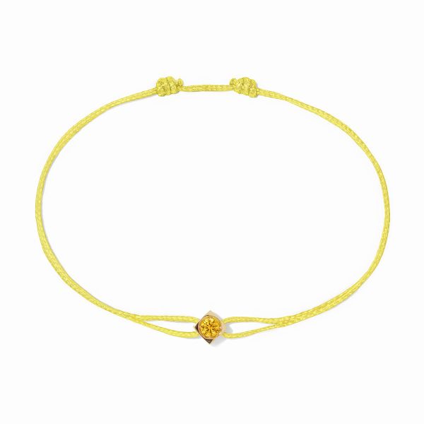 Bracelet Dinh Van Le Cube Cordon Or Jaune Saphir Jaune 0.11ct