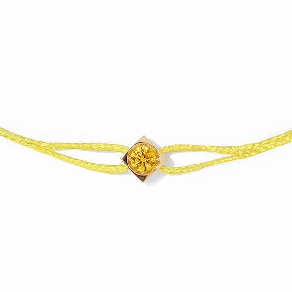 Bracelet Dinh Van Le Cube Cordon Or Jaune Saphir Jaune 0.11ct