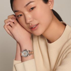 Montre Longines Hydroconquest Cadran Nacre blanche Bracelet Acier PVD rouge