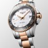 Montre Hydroconquest Cadran Nacre blanche Bracelet Acier et traitement PVD rouge
