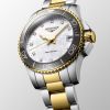 Montre Hydroconquest Cadran Nacre blanche Bracelet Acier et PVD jaune
