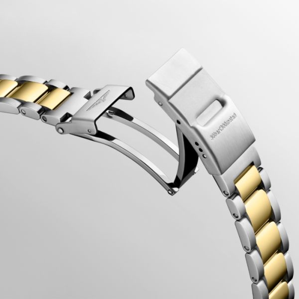Montre Hydroconquest Cadran Nacre blanche Bracelet Acier et PVD jaune