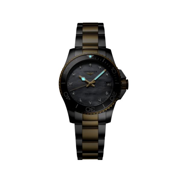 Montre Hydroconquest Cadran Nacre blanche Bracelet Acier et PVD jaune