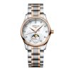 Montre Longines Master Collection Moonphase Cadran Nacre blanche Bracelet Acier Coiffe Or Rose
